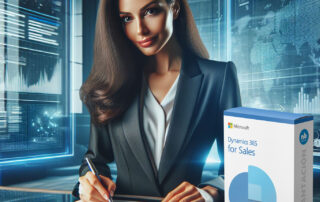 Mujer firmando contrato con Dynamics 365 Sales